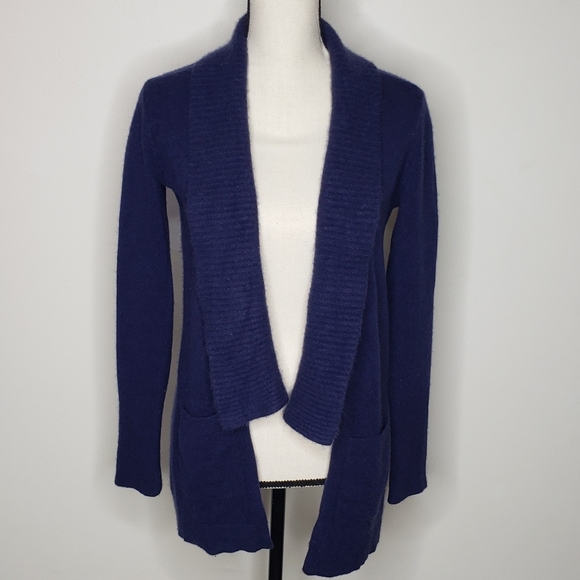 Lilly Pulitzer Sweater Open Cardigan Small Navy Blue Cashmere Norwood Pockets - Picture 9 of 16